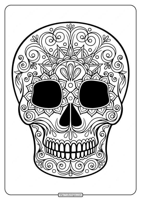 printable sugar skull pdf coloring pages 05