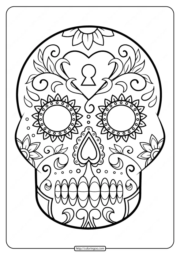 Printable Sugar Skull Pdf Coloring Pages 06 1 printable sugar skull pdf coloring pages 06