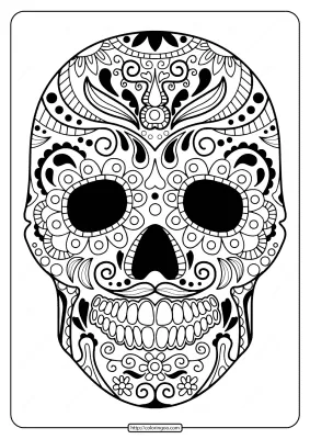 Printable Sugar Skull Pdf Coloring Pages 07