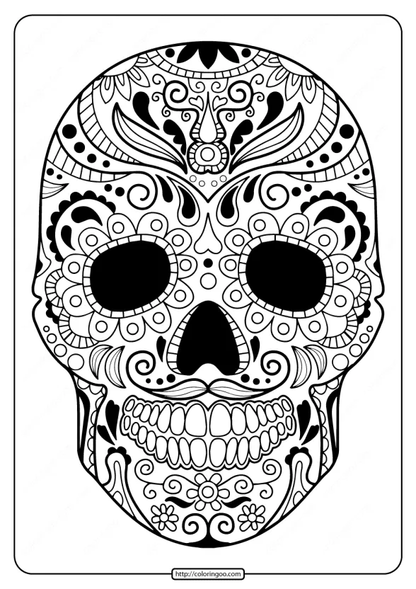 printable sugar skull pdf coloring pages 07