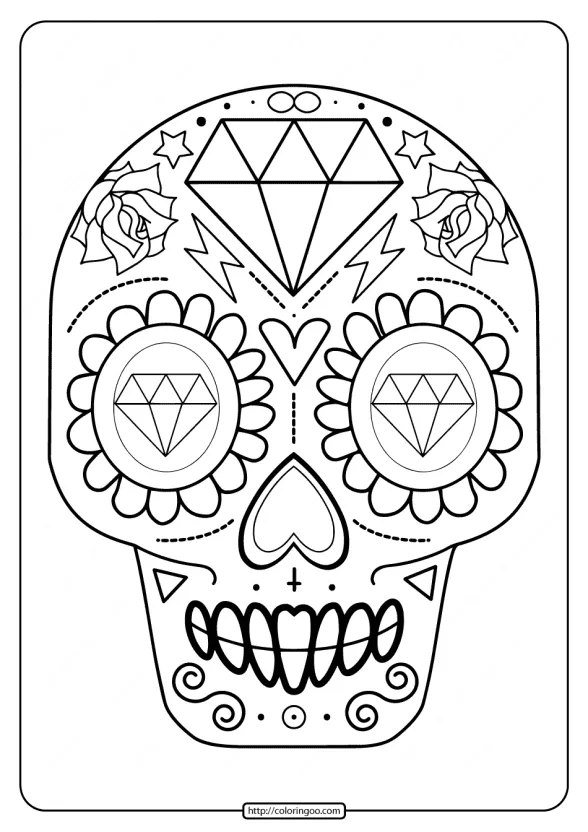 printable sugar skull pdf coloring pages 08