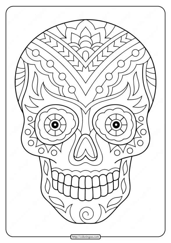 Printable Sugar Skull Pdf Coloring Pages 09 1 printable sugar skull pdf coloring pages 09
