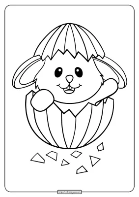 Baby Rabbit Cute Easter Egg Coloring Page