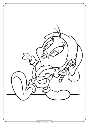Christmas Tweety Santa Costume Coloring Pages