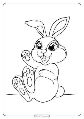 Hello Rabbit Coloring Page for Kids