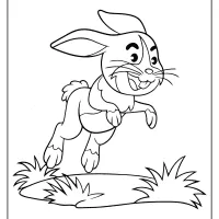 jumping on grass rabbit coloring pages