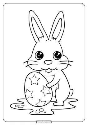 Little Rabbit and Star Easter Egg Coloring Pages