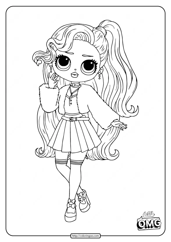 LOL Surprise OMG Pink Baby Coloring Page 1 lol srprise omg pink baby coloring page