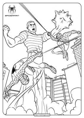 Marvel Spiderman vs Sandman Coloring Page