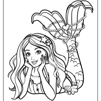 mermaid barbie with cool haircut coloring page