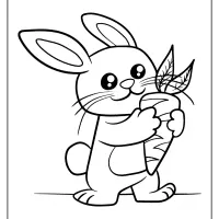 printable baby rabbit coloring page eat carrot