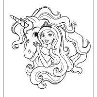 printable barbie and unicorn coloring pages
