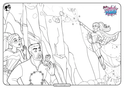 Printable Barbie in Princess Power Pdf Coloring Page