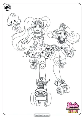 Printable Barbie Video Game Hero Coloring Pages