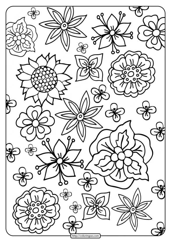 Printable Basic Flower Drawings Coloring Page 1 printable basic flower drawings coloring page