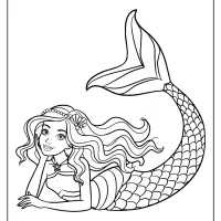 printable cute barbie mermaid coloring page for girls