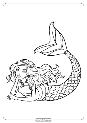 Cute Barbie Mermaid Coloring Page For Girls