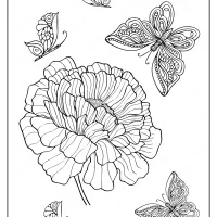 printable flower and butterflies coloring page
