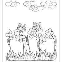 printable flower with butterfly coloring pages