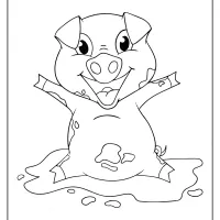 printable happy pig playing coloring pages