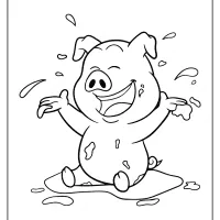 printable pig play on ground loam coloring page