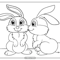 printable rabbit kissing his lover coloring page