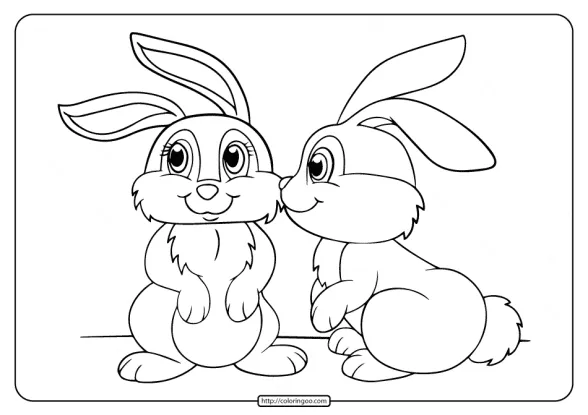 Printable Rabbit Kissing His Lover Coloring Page 1 printable rabbit kissing his lover coloring page