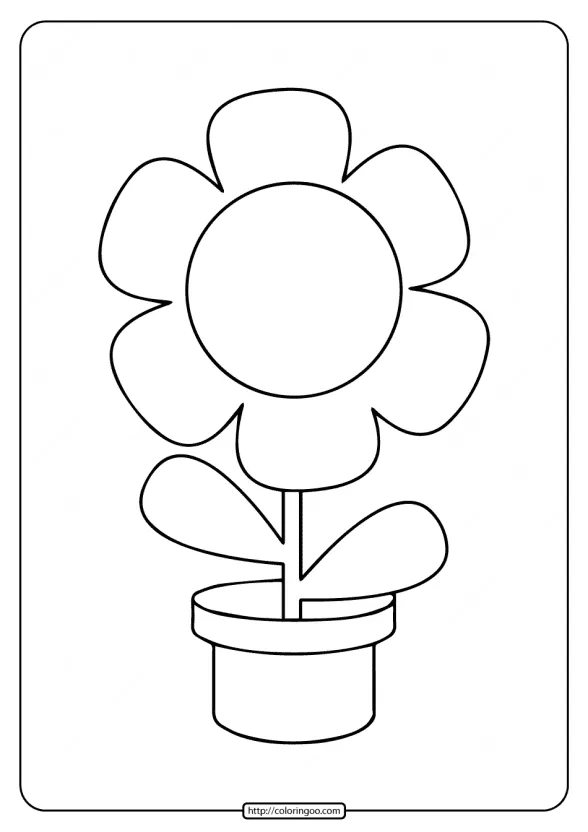 Printable Simple Flower in a Pot Coloring Page 1 printable simple flower in a pot coloring page