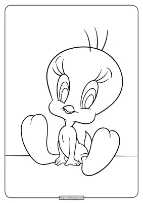Printable Sitting Tweety Coloring Pages