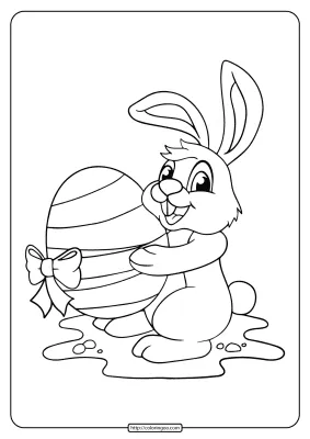Rabbit with Big Easter Egg Coloring Page