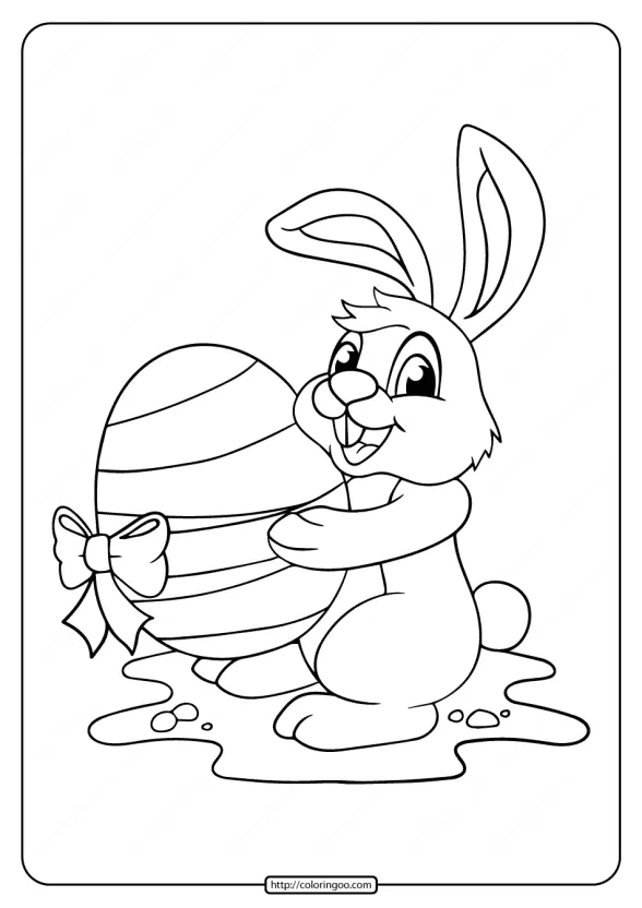 rabbit with big easter egg coloring page