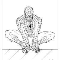 spiderman in the wall of edge coloring page