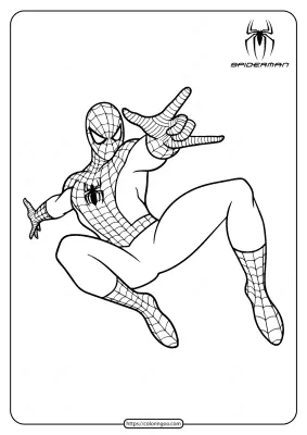 Spiderman Jumping Pose Pdf Coloring Pages