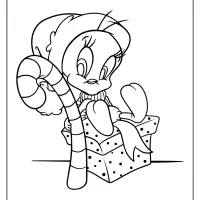 Tweety Christmas Present Candy Cane Coloring Pages 38 tweety christmas present candy cane coloring pages