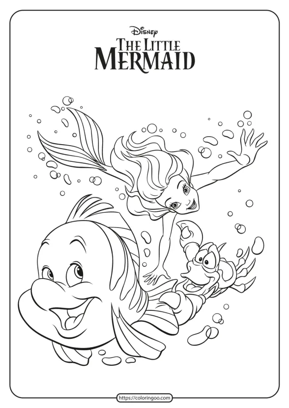 Ariel Flounder and Sebastian Coloring Pages 1 ariel flounder and sebastian coloring pages