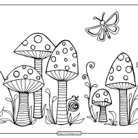 cute mushrooms pdf coloring pages