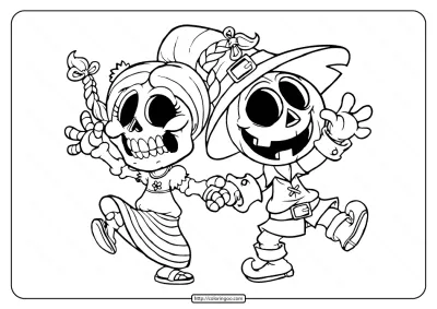Cute Skeletons Coloring Pages