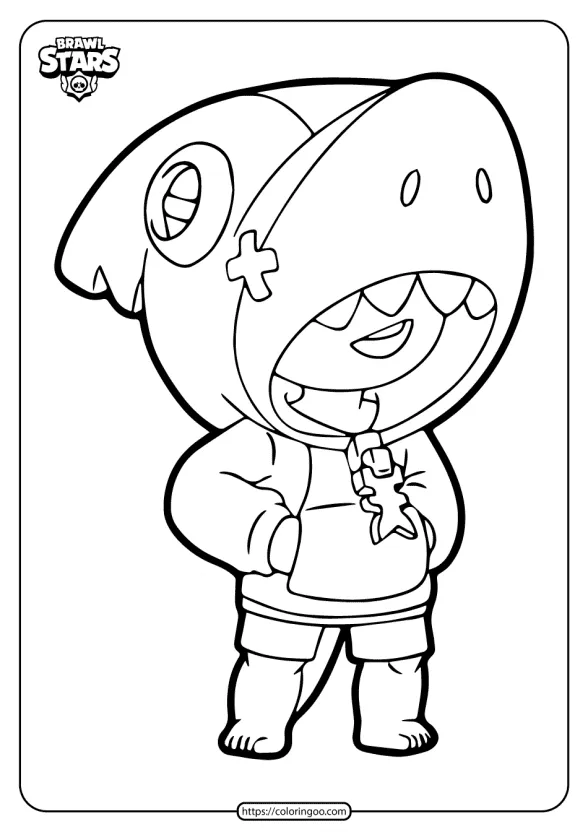 free printable brawl stars leon shark coloring pages