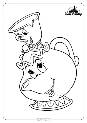 Free Printable Mrs Potts and Chip Coloring Pages