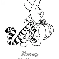 happy halloween piglet coloring pages