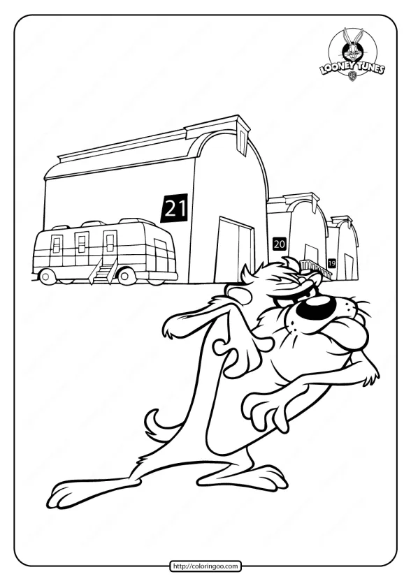 Looney Tunes Tasmanian Devil Coloring Page 1 looney tunes tasmanian devil coloring page