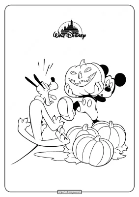 Mickey Mouse and Pluto Halloween Coloring Pages
