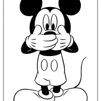 mickey mouse covered his mouth coloring pages