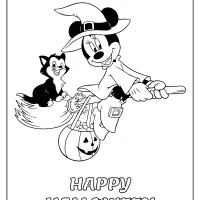 minnie mouse happy halloween coloring page