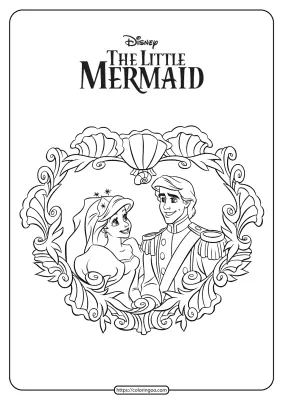 Prince Eric and Ariel Wedding Coloring Pages
