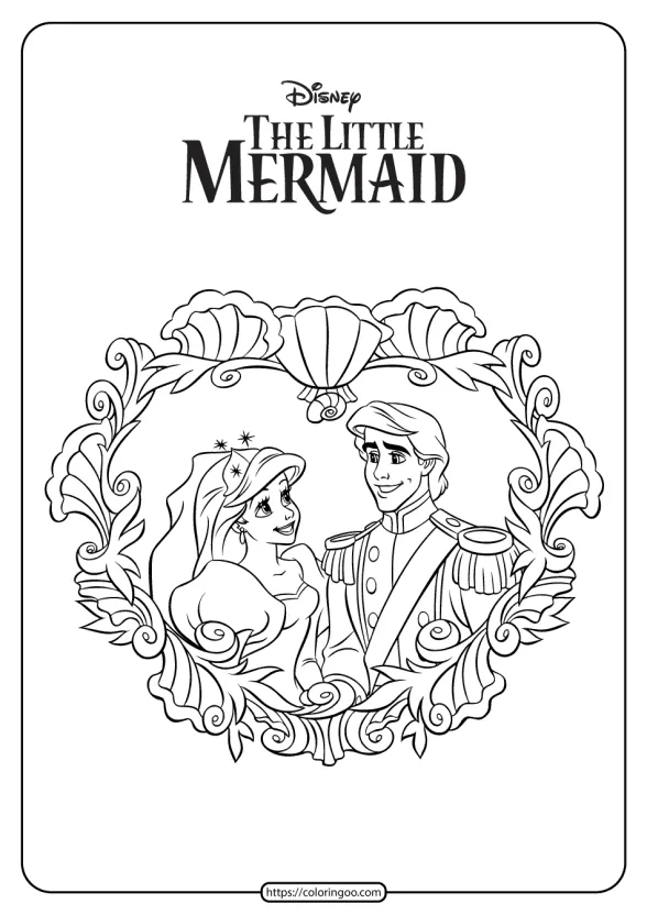Prince Eric and Ariel Wedding Coloring Pages 1 prince eric and ariel wedding coloring pages