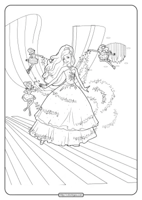 Printable Barbie Fashion Fairytale Coloring Pages 01