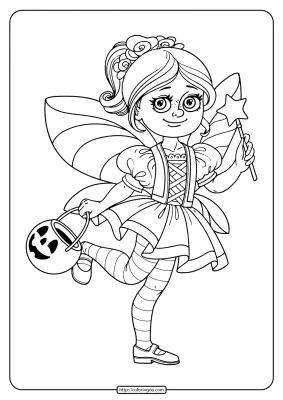 Printable Girl in Fairy Costume Coloring Pages