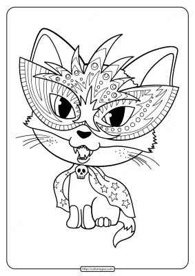 Printable Halloween Cat Coloring Pages