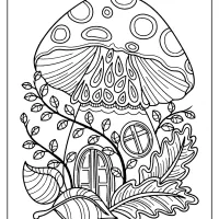 printable mushroom house coloring pages